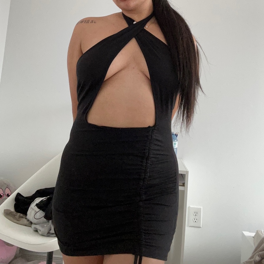 Criss cross shein black dress